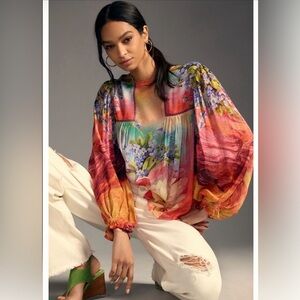 Anthropologie Multicolor Floral Blouse